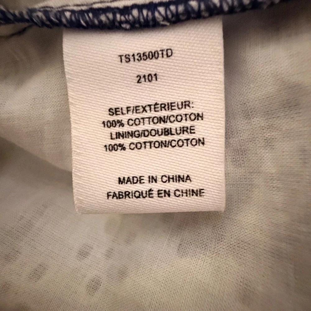 Derek Lam 10 Crosby Womens Tie Dye Eyelet Cotton Shirt Dress Blue White Size 2